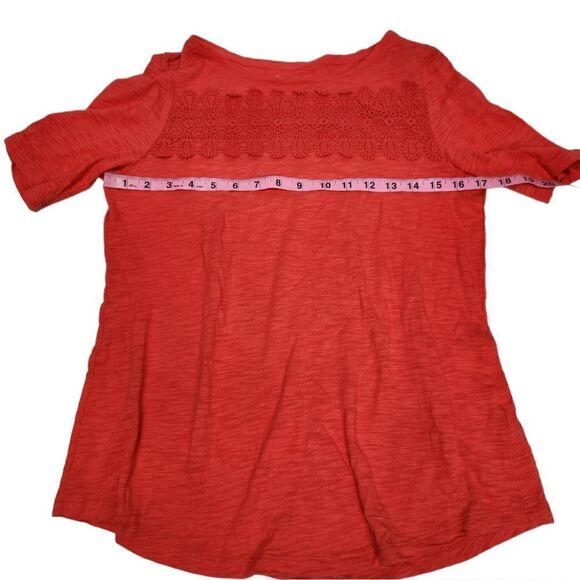 Talbots Petite Crochet Lace Yoke T-shirt - Picture 4 of 6